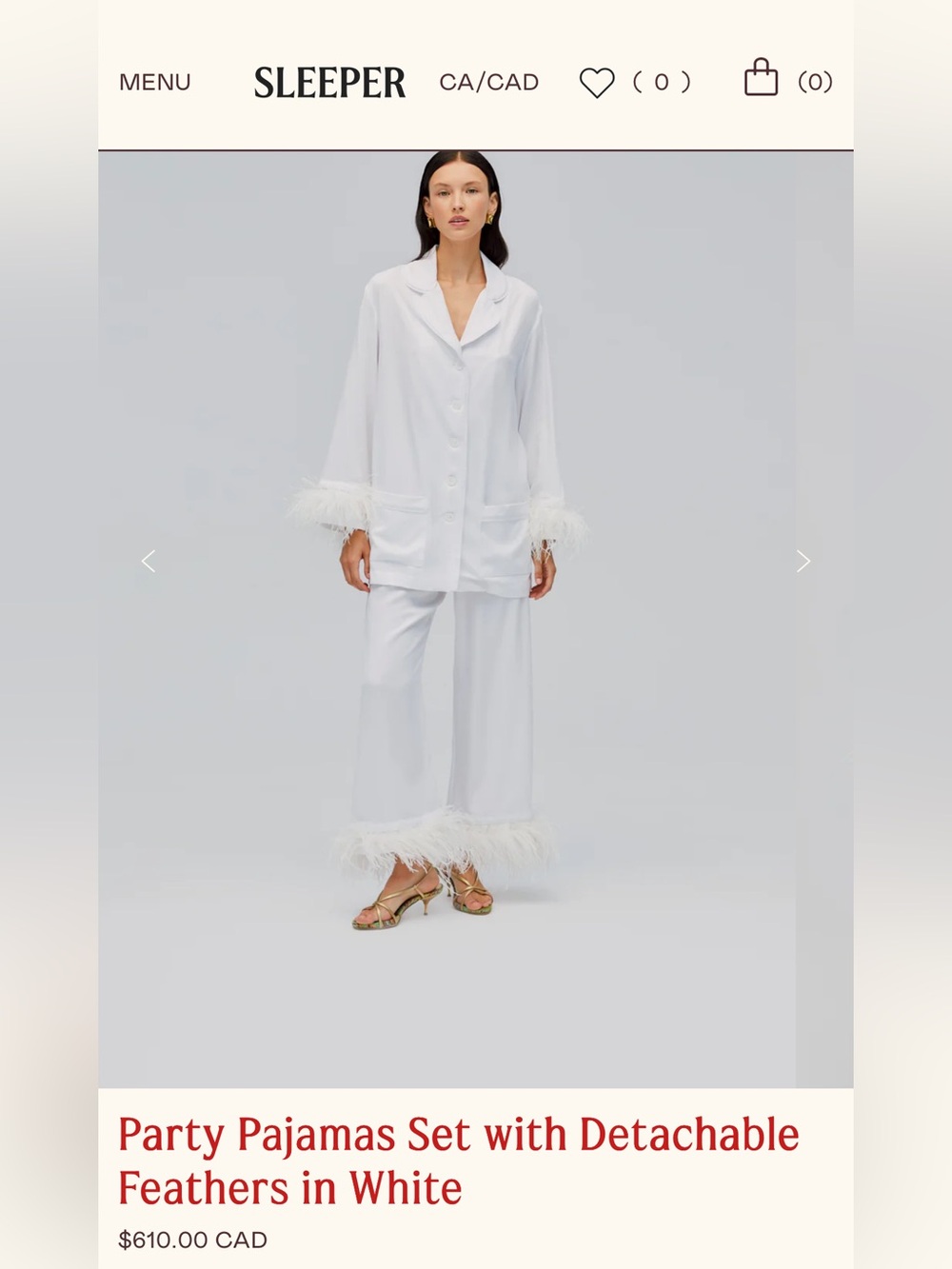 Sleeper White Feather-Trim Button Pajama Set